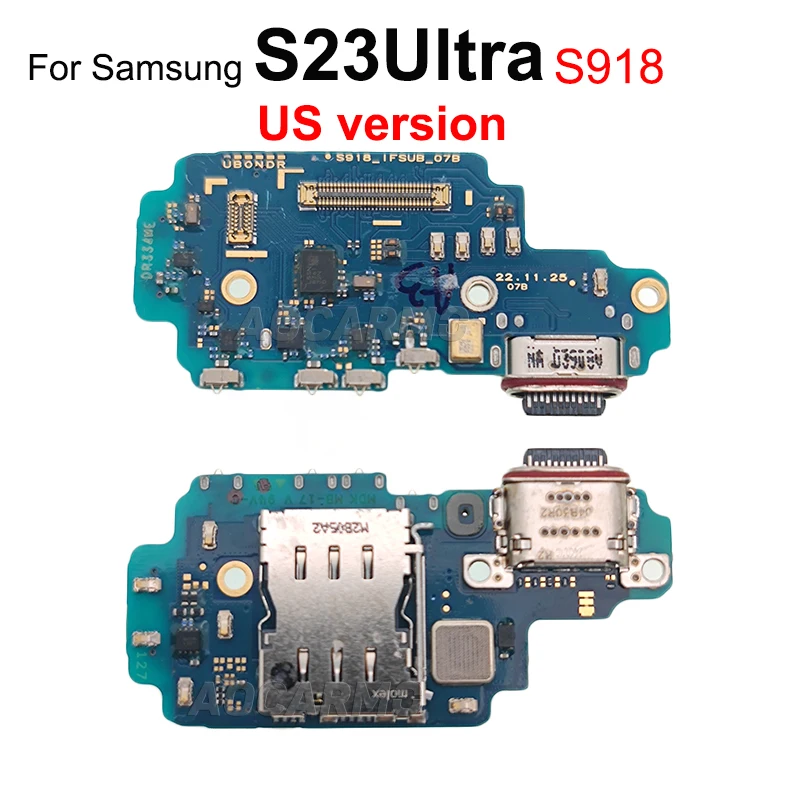 Aocarmo For Samsung Galaxy S23 S24 Ultra S24U S23U S918U S928 Charging Port Charger Dock With Sim Card Reader Board Flex