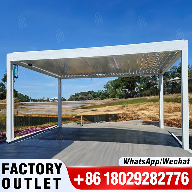 Outdoor Garden Adjustable Slats Canopy Rainproof Metal Gazebo Bioclimatic Louvered Aluminum Pergola Made In China