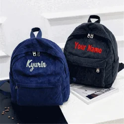 Personalized Embroidered Corduroy Travel Bag Student Backpack Custom Your Name Large Capacity Schoolbag for Student and Adult