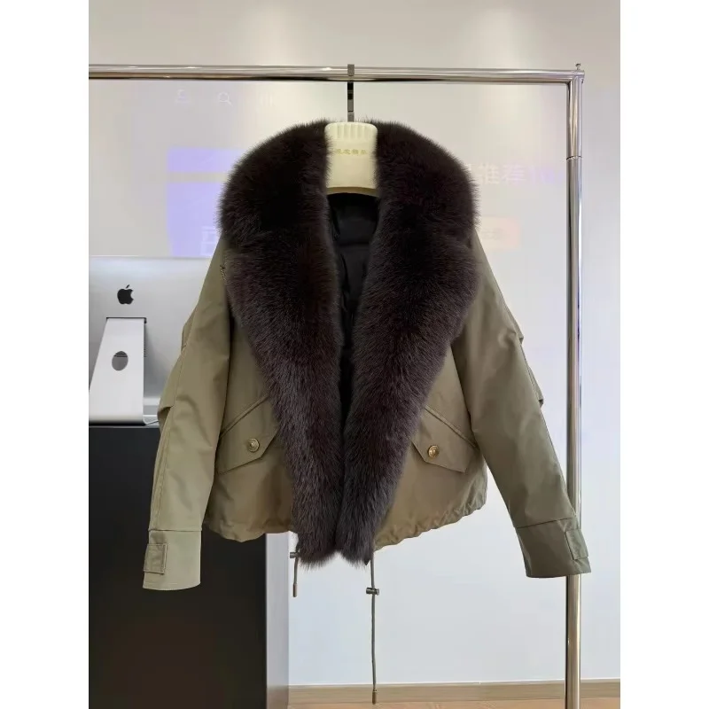 Big Real Fox Fur Collar Women's Fur Coat Western Suit Collar Fur Jacket Women's Winter Goose Down Jacket Fox Fur Coat DownJacket