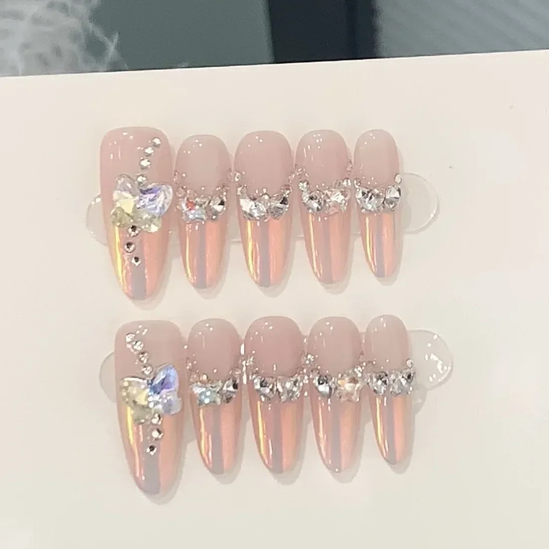 10-pcs-artesanal-imprensa-em-unhas-rosa-aurora-diamante-strass-design-rosa-amendoa-unhas-falsas-wearable-manicure-dicas-de-unhas-arte