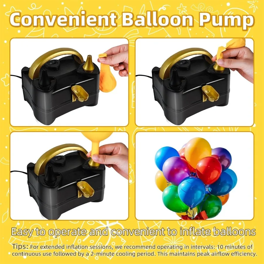 Electric Portable Balloon Inflator Pump for Birthday Wedding Graduation Party Decorations Dual Nozzle Electric Air Pump for Bal