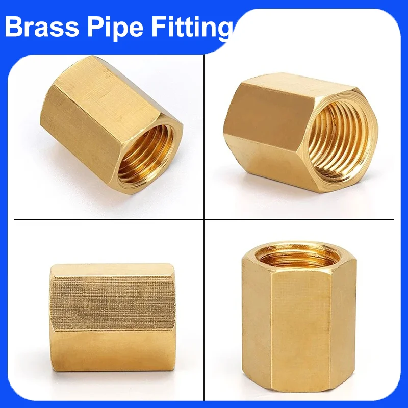 

10/50/200Pcs 1/8" 1/4" 3/8" 1/2" 3/4" BSP Female Thread Brass Pipe Fittings Hex Nut Rod Connector Coupling for Water Fuel Gas