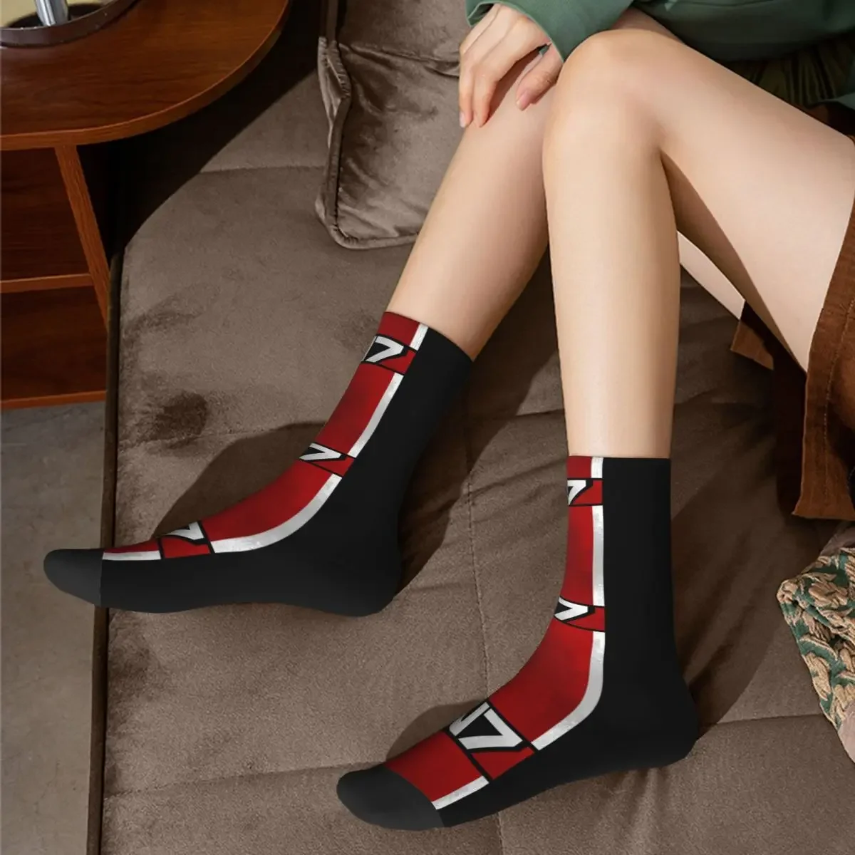 Mass Effect N7 calcetines largos para hombre y mujer, medias absorbentes de sudor, Harajuku, accesorios para todas las estaciones, regalos