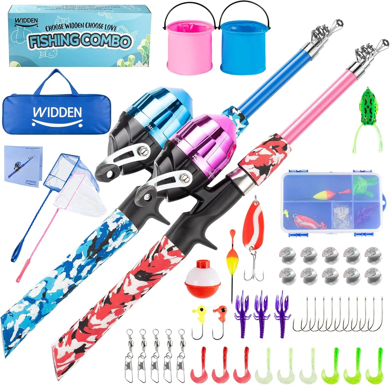 

Kids Fishing Pole Set – Telescopic Rod & Reel Combo with Tackle Box, Net, and Bucket – Portable for Boys and Girls