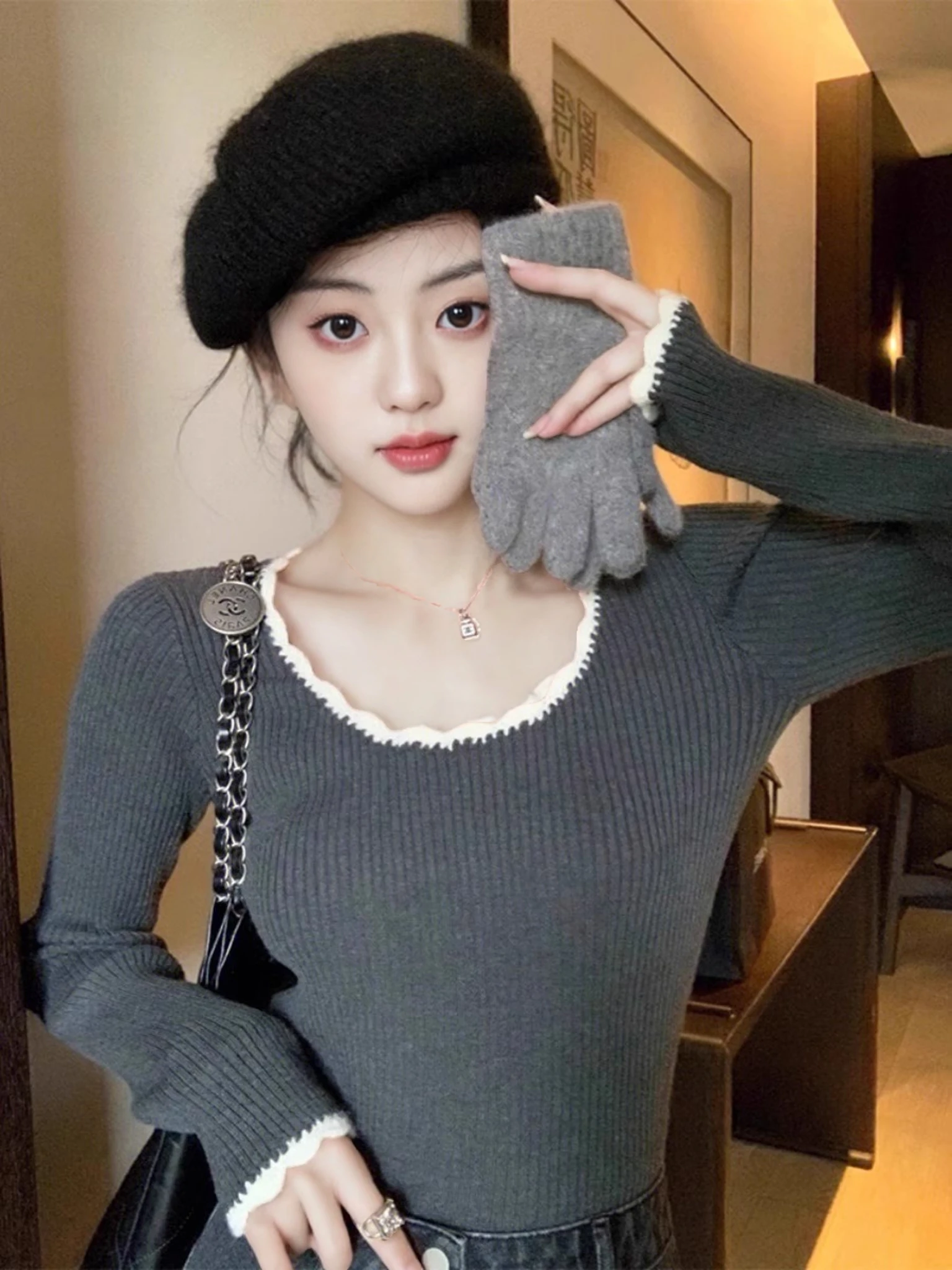 

Свитера Джемперы Пуловеры Женский флисовый свитер Женский FTop Асимметричный край Ежедневно BF Y2K Стильный Современный Осенний Модный OL