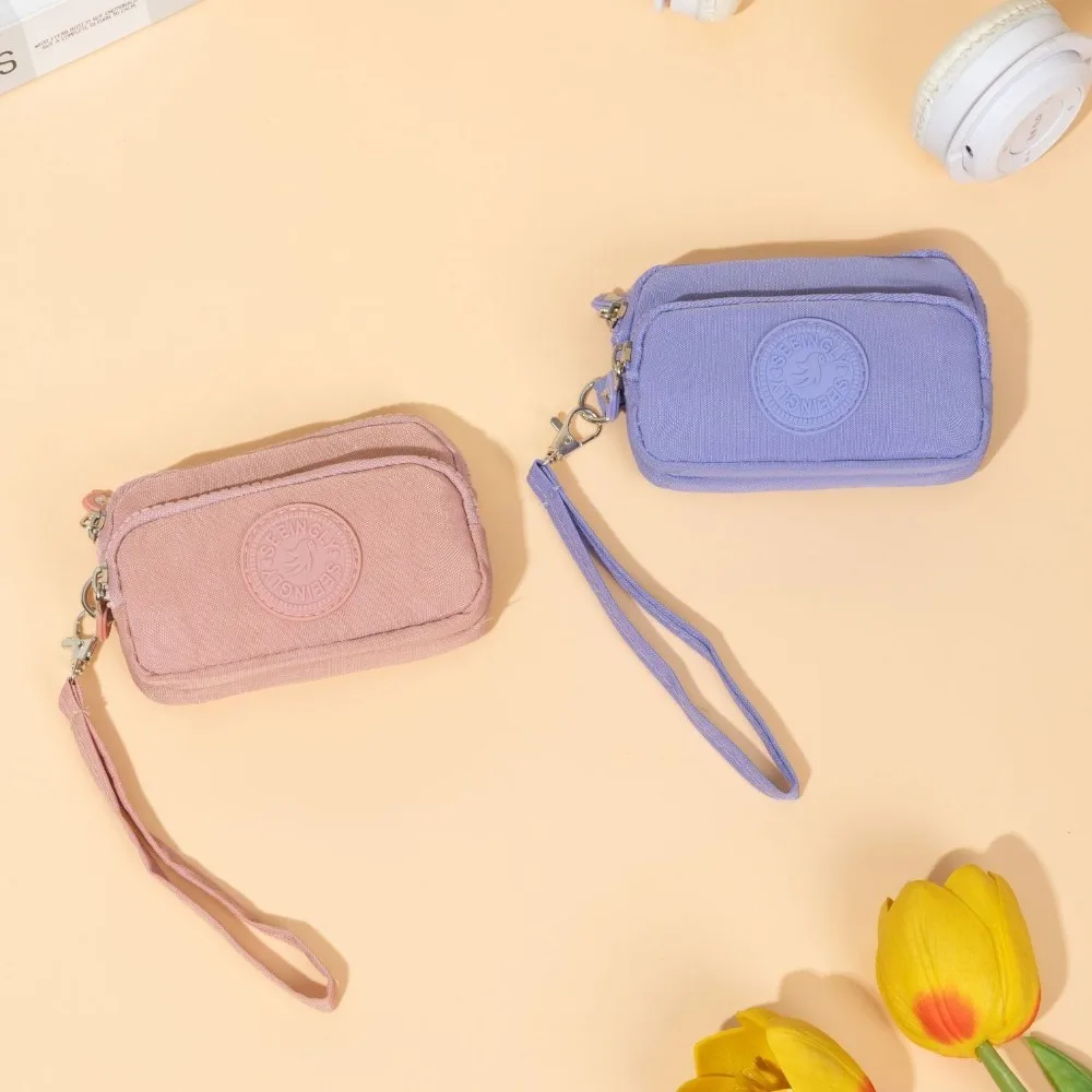 

Portable Waterproof Coin Purse Solid Color with Key Ring Keychain Wallet Wear-resistant Large Capacity Money Bag