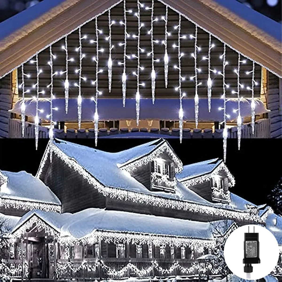 Kerstversiering 2025 Led Icicle Lights Outdoor Waterdicht Gordijn Light Street Garland Winter IP44 Veiligheidsspanning Nieuwjaar 2025 Droop 0.6 / 0.7 / 0.8 Voor Valentijn / Bruiloft / Xmas / Home / House Decor