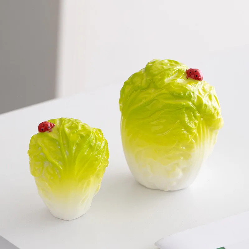 Cabbage Apple CeramicStatue,WealthPeace OrientalFigurine for WineCabinet Entryway HousewarmingBusiness Opening TabletopDecorGift