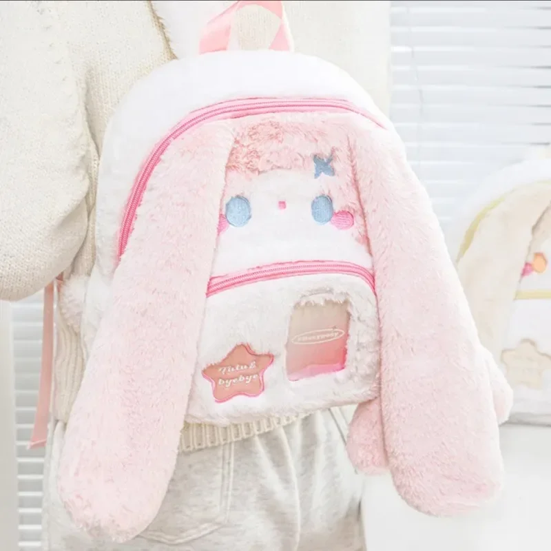 MBTI Cute Bunny Backpacks for Women Japanese Style Fashion Plush Cartoon Sweet Backpack Kawaii Casual Female New Aesthetic Bags