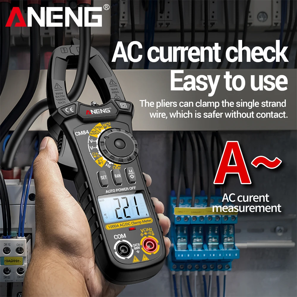 ANENG CM84 Clamp Meter DC/AC Current Voltage 4000 Count Multimeter Ammeter Meter Onboard Hertz Capacitor NCV Ohm Test Tools