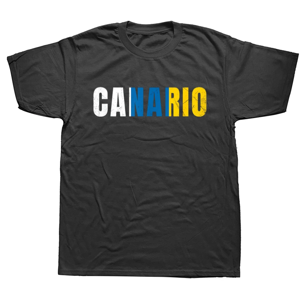 Divertido Canario Bandera Islas Canarias bandera de Islas Canarias camisetas hombres mujeres moda Casual de gran tamaño 100% Camiseta de algodón