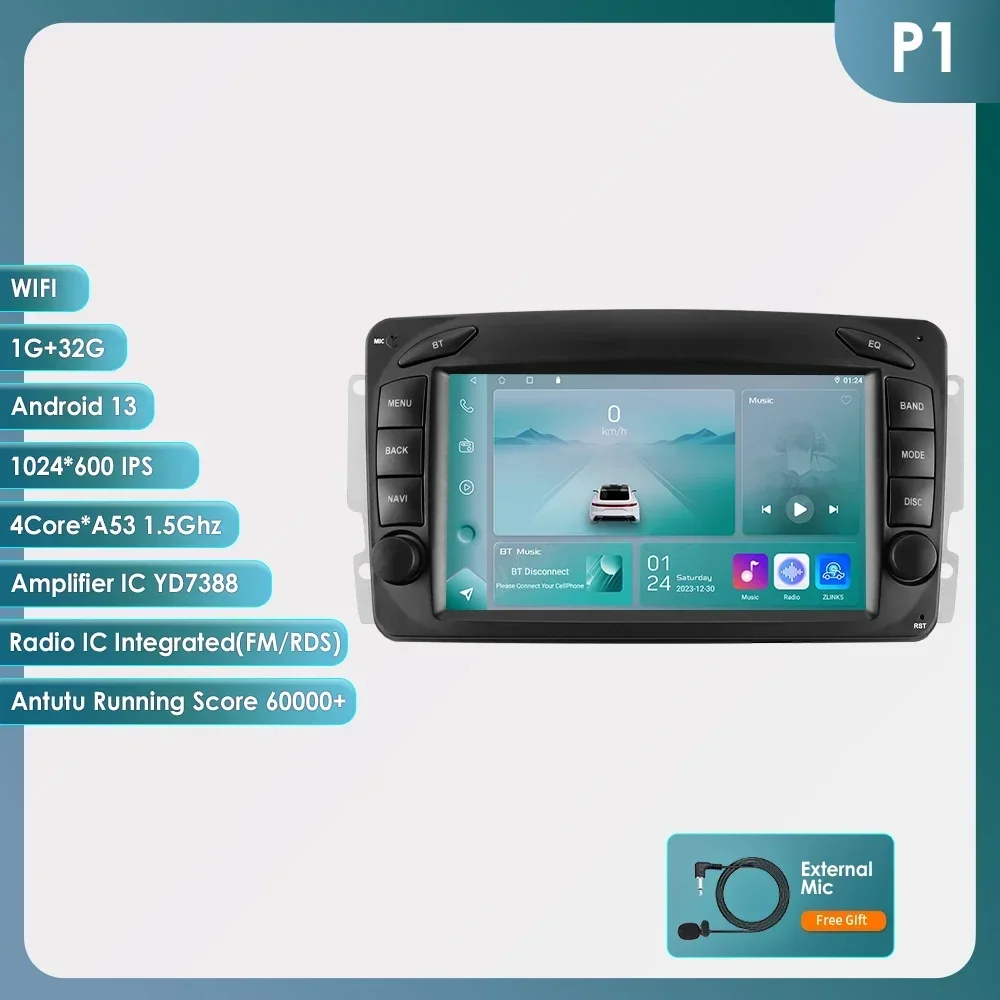 Carplay 4G-Lte 7 ''2din Android Auto Radio Gps Voor Mercedes Benz W203 Vito W639 W168 Vaneoclk W209 W210 Audio Wifi Autoradio Rds