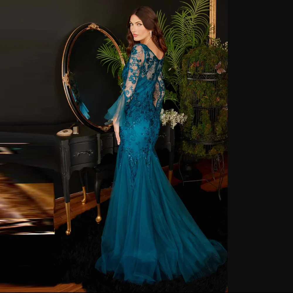 Elegant V-Neck Appliquins Mermaid Formal Evening Dresses Party Prom Gowns Mother of The Bride Dress Customized