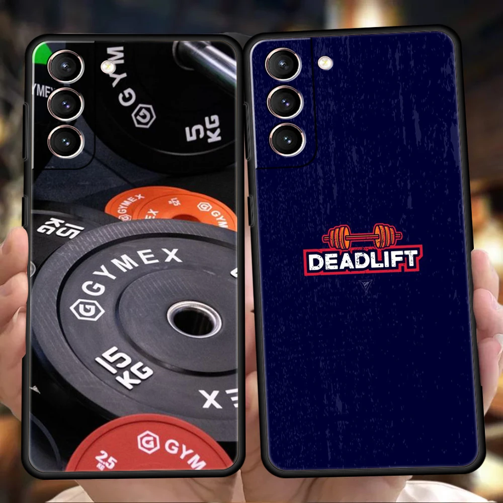 Barbell Deadlift Fitness Phone Case for Samsung Galaxy S24 S23 S22 S20 S21 FE Ultra S10 S10E S9 S8 Plus 5G Silicone Cover Capas