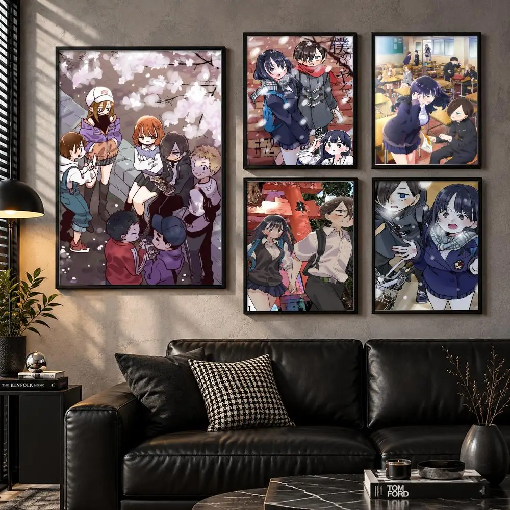 The Dangers in My Heart Romance Anime School Emotion Poster Modern Self Adhesive Wall Art Prints for Bedroom Living Room