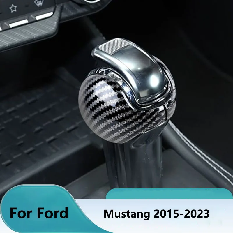 

Carbon Fiber ABS Gear Shift Knob Cover Interior Trim For Ford Mustang 2015-2023 Car Accessories Auto