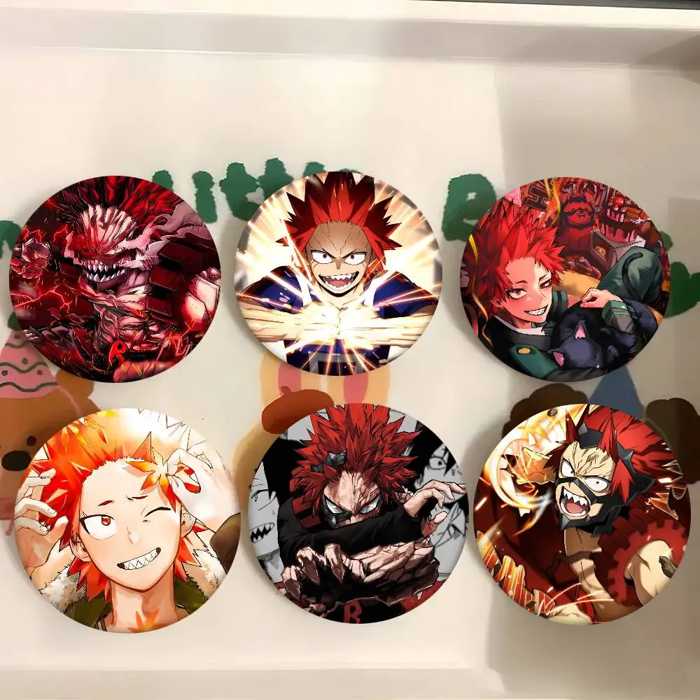 Anime Character Eijiro Kirishima Badges Round Badge Tinplate Coin Brooch Clothing Backpack Accessories Lapel Pin