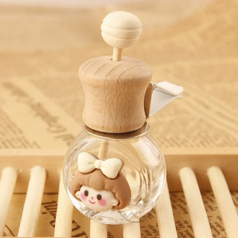 Cartoon Car Air Outlet Perfume Bottle Car Aromatherapy Bottle Wooden Cute Essential Oil Bottle Car Cute Decoration Accessories