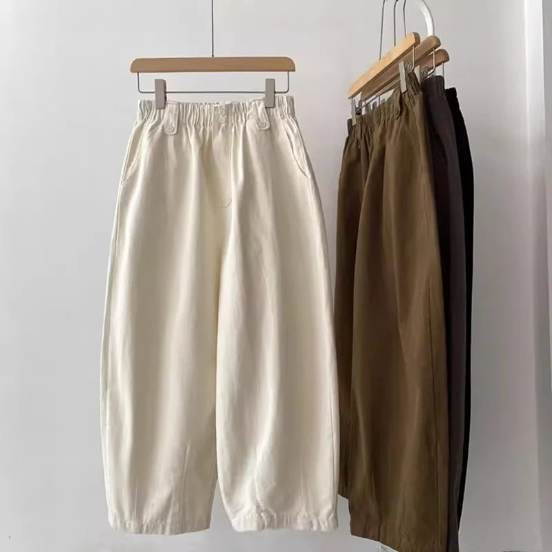 

Loose Casual Harem Pants for Men plus Size 300 Pou Elastic Waist Wide Leg Nine Points Trendy Autumn New Sle Loose Fit