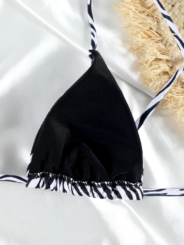 Stroje kąpielowe damskie bikini 2025, trójkątne kostiumy kąpielowe, bandażowe stroje do pływania, seksowne damskie biquini, strój plażowy w panterkę na lato