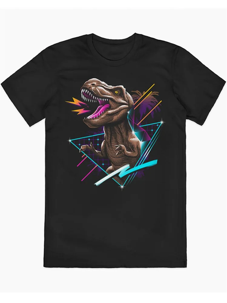 

Classic Summer T-irt Vintage High Street Oversize Cotton round Ne ort Sve Printed Youth Faion Brand Rad T-Rex