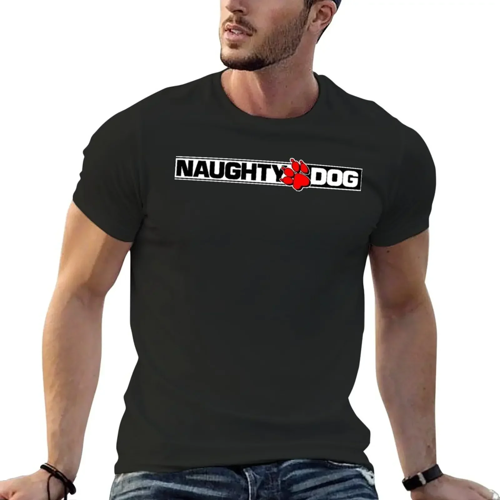 Naughty Dog T-Shirt korean fashion sports fans t shirts for men pack