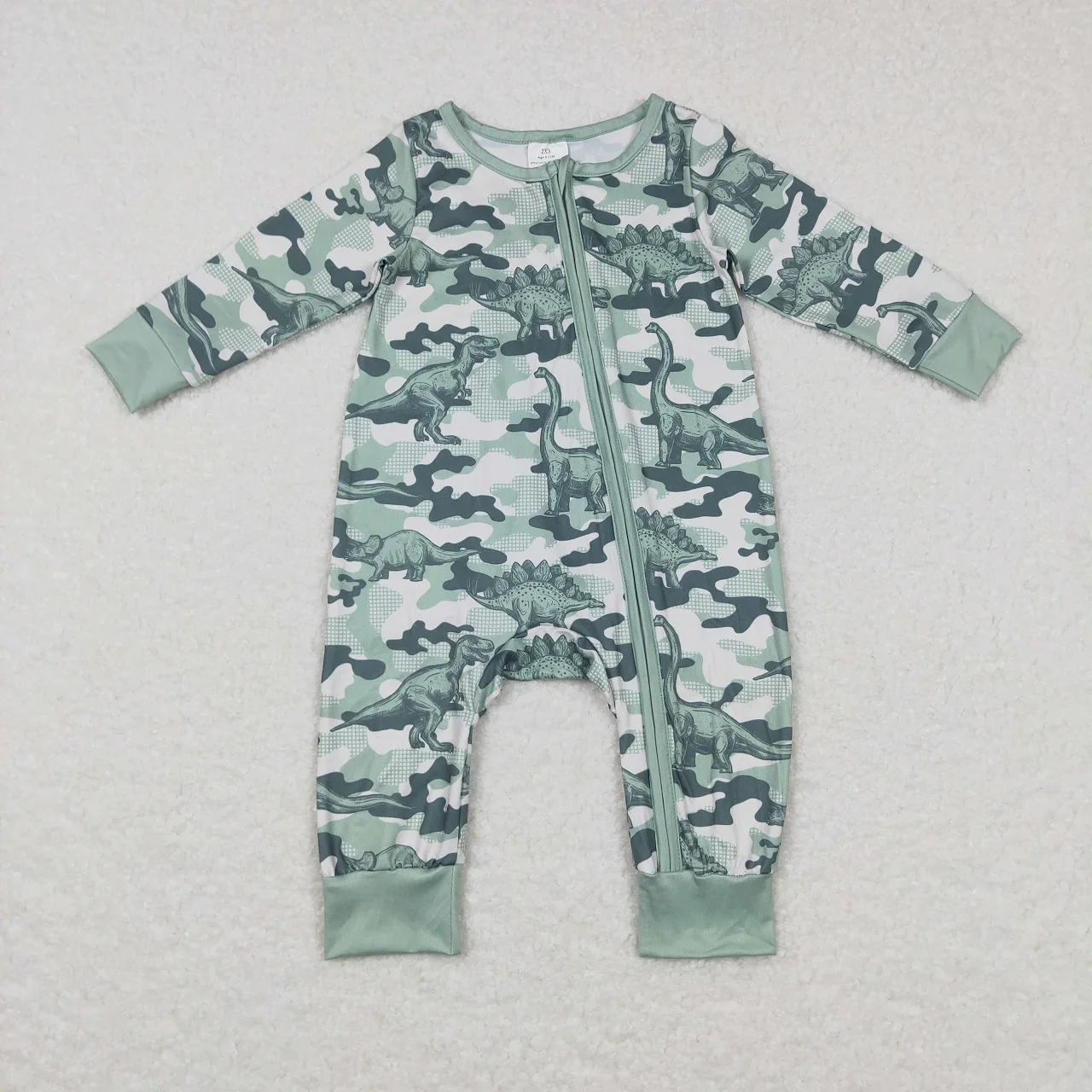 

Wholesale Baby Boy Zipper Long Sleeves Dinosaurs Camo Romper Kids Toddler One-piece Newborn Coverall Bodysuit Green Jumpsuit