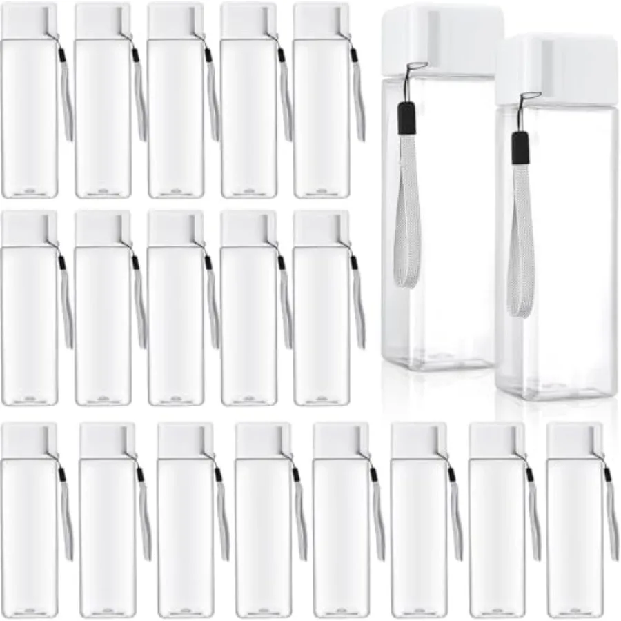 

Набор из 20 пластиковых бутылок для воды, 500 мл, с широким горлышком и крышкой, для взрослых, спортивные, многоразовые, герметичные, портативные