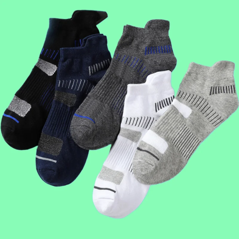 

6 Pairs 2024 New Casual Men's Socks Black White Gray Blue Cotton Boat Socks Men Sock Breathable Sweat-absorbing Sock For Men