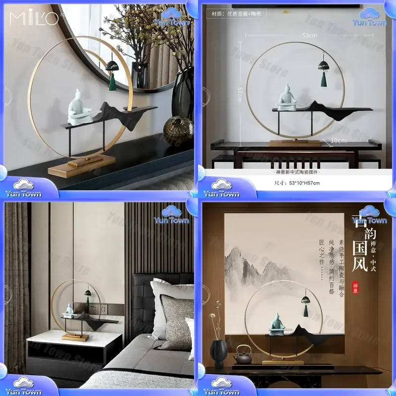 Ceramic Ornament for Milo Thinking New Chinese Zen Office Desktop Decorations Living Room Study Wine Cabinet Entrance Home