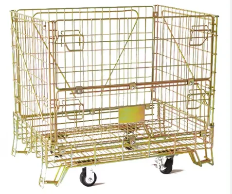 

Factory Supply Collapsible Large Capacity Folding Custom Steel Metal Wire Mesh Container for Wine Bottles Metal Storage Pallet