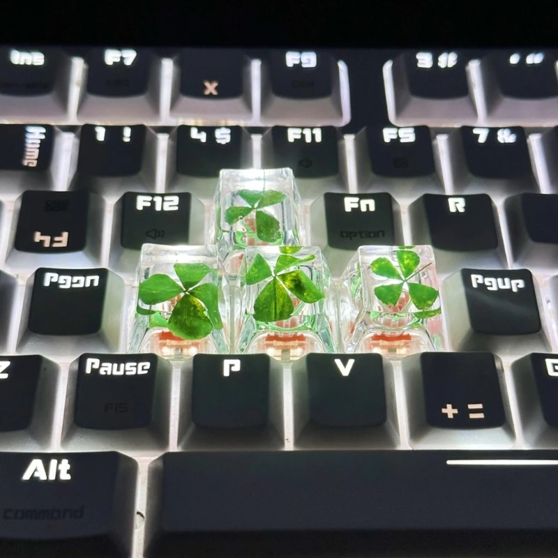 Transparency Clovers Keycap Customs Handmade Resin Keycap Keyboards Mechanical Gaming Keyboards Customs Keycaps Accessories