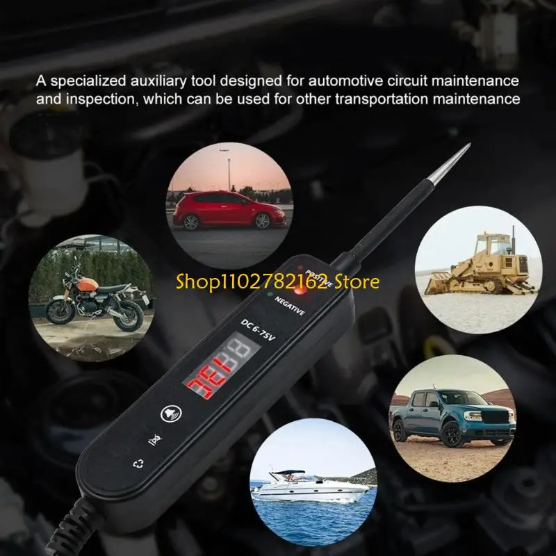 

547B Digital Display Car Electrical Tester 4 to 60V Detection 3meter Retractable Cable Short Open Circuits Finders