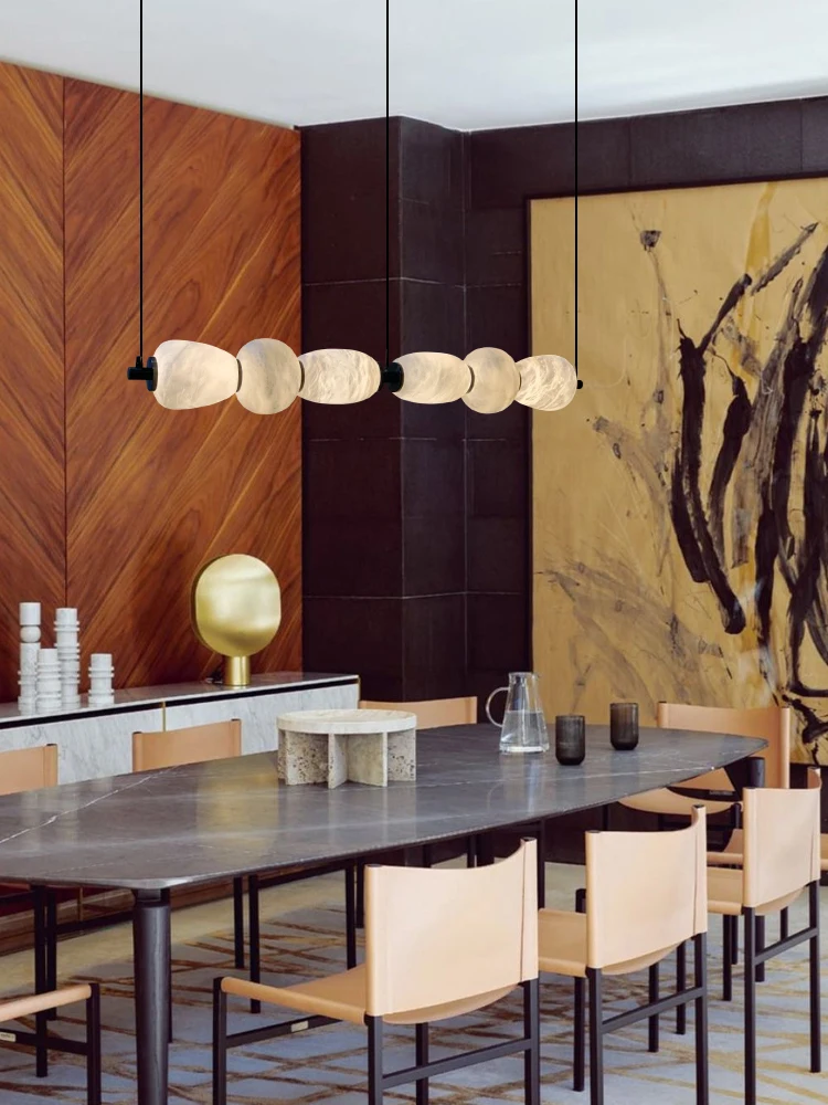 

Natural Marble Cellection Black Chrome Designer Dimmable LED Hanging Lamps Lustre.Pendant Lamp.Pendant Light For Dinning Room