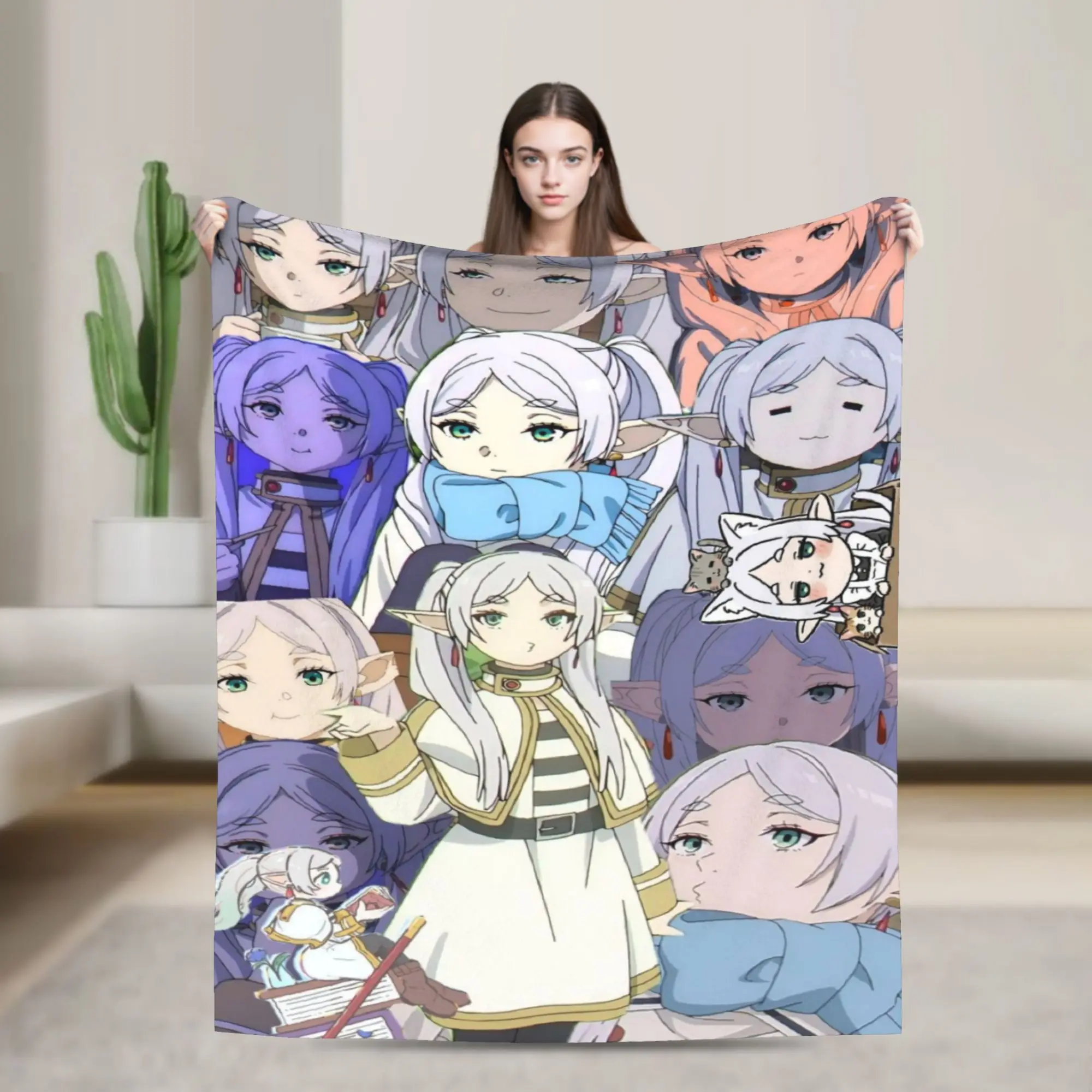 Frierens Beyonds Journeys End Fern Girl Anime Warm Soft Blanket Plush Throw Blanket Bedroom Flannel Bedspread Sofa Bed Cover