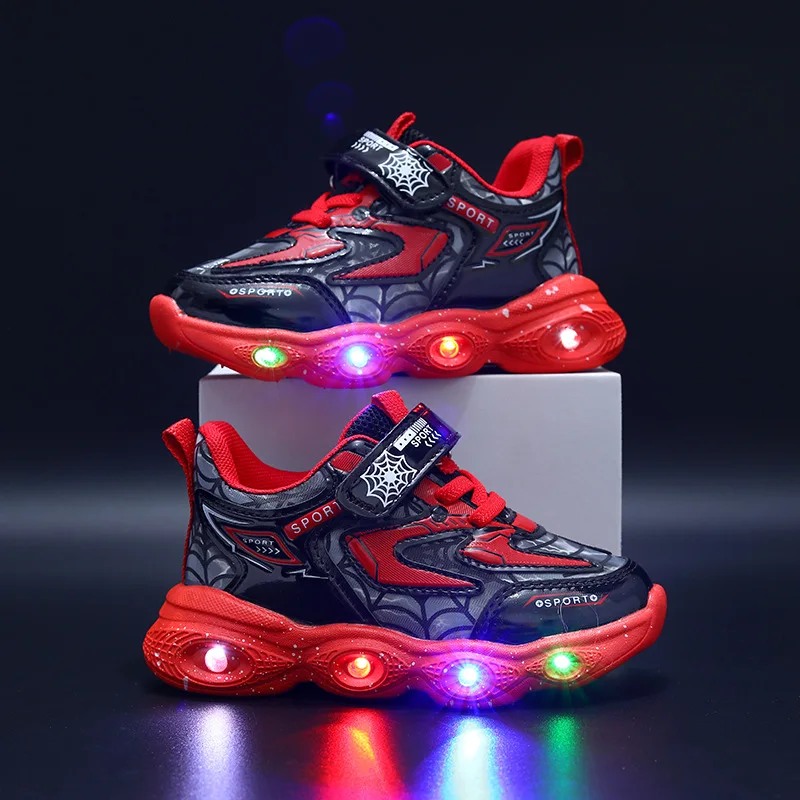 LED Luminous Children's Sneakers 2024 Spring and Autumn New Children's Sports Shoes 1-6 Year Old Boys' Casual Running Shoes