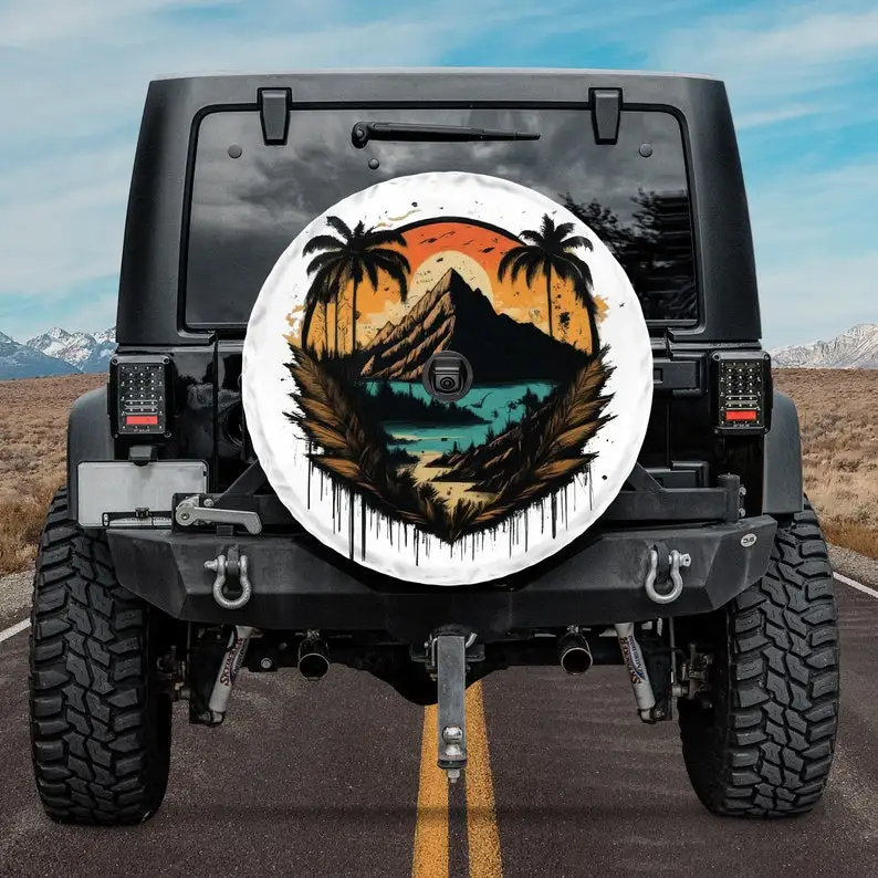 Exotic Escapes Mountain Lake Spare Tire Cover, Custom Personalized Tire Cover, Gift for Car Lover, RV SUV Tire Cover, Car Access