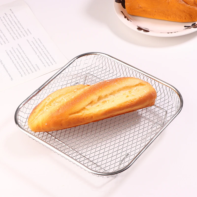 1Pc Air Fryer Rack Stackable Grilling Rack Stainless Steel Grill Basket Non-Stick Airfryer Tray Wire Rack Basket Kitchen Gadgets