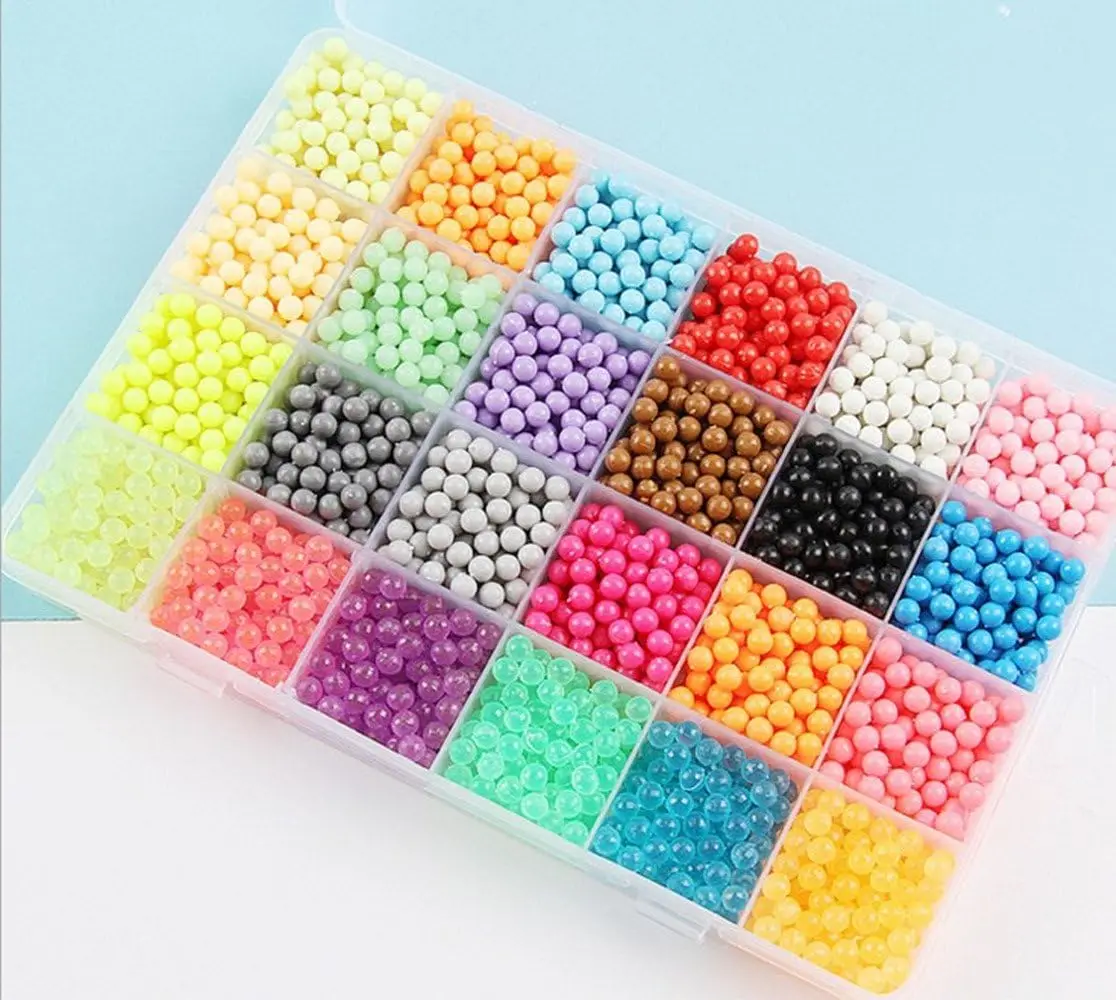 Fun Cool Beads Toy Fusible Refill, 24 Colors Water Spray Beads Set Compatible with Art Crafts Toys for Kids Over 3000 Classic