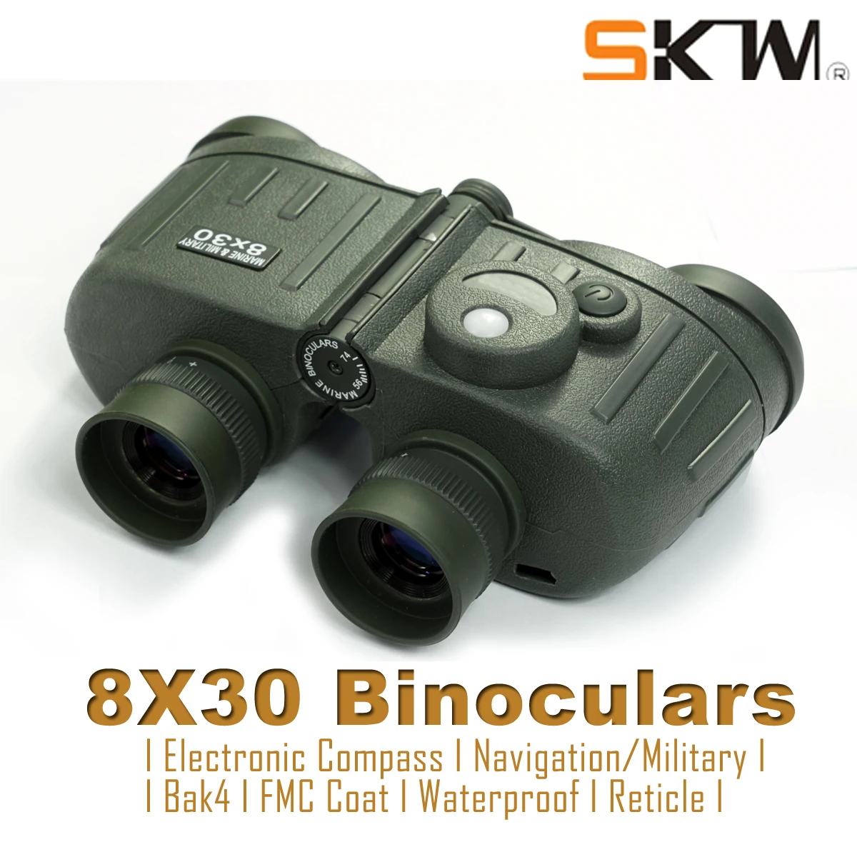 SKWoptics-Tactical Compact Waterproof Binoculars Compass, Mil Reticle, 8x30, Free Shipping