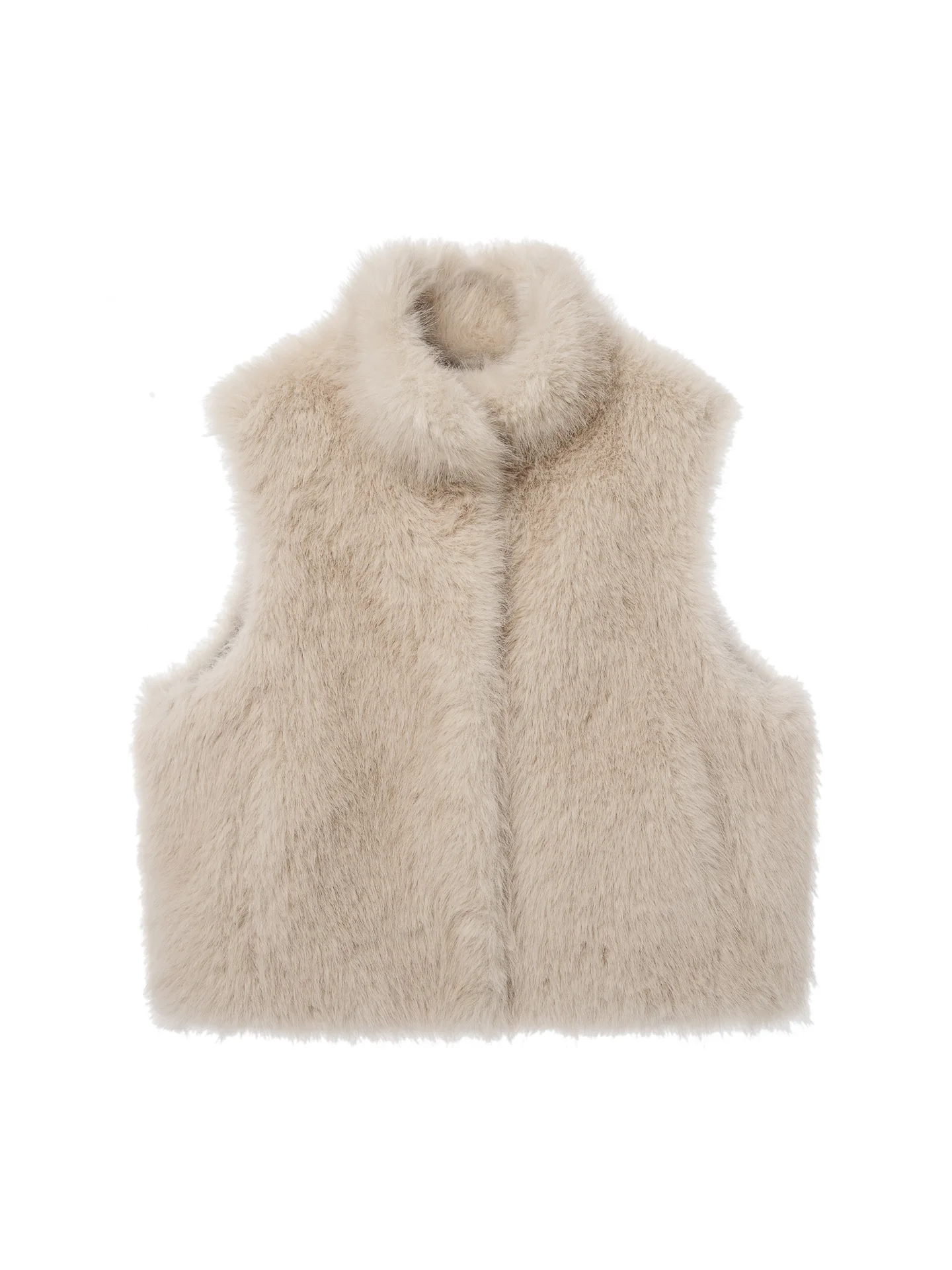 

Роскошный жилет из экологически чистого плюша с воротником-стойкой, без рукавов, из необычно мягкой овчины