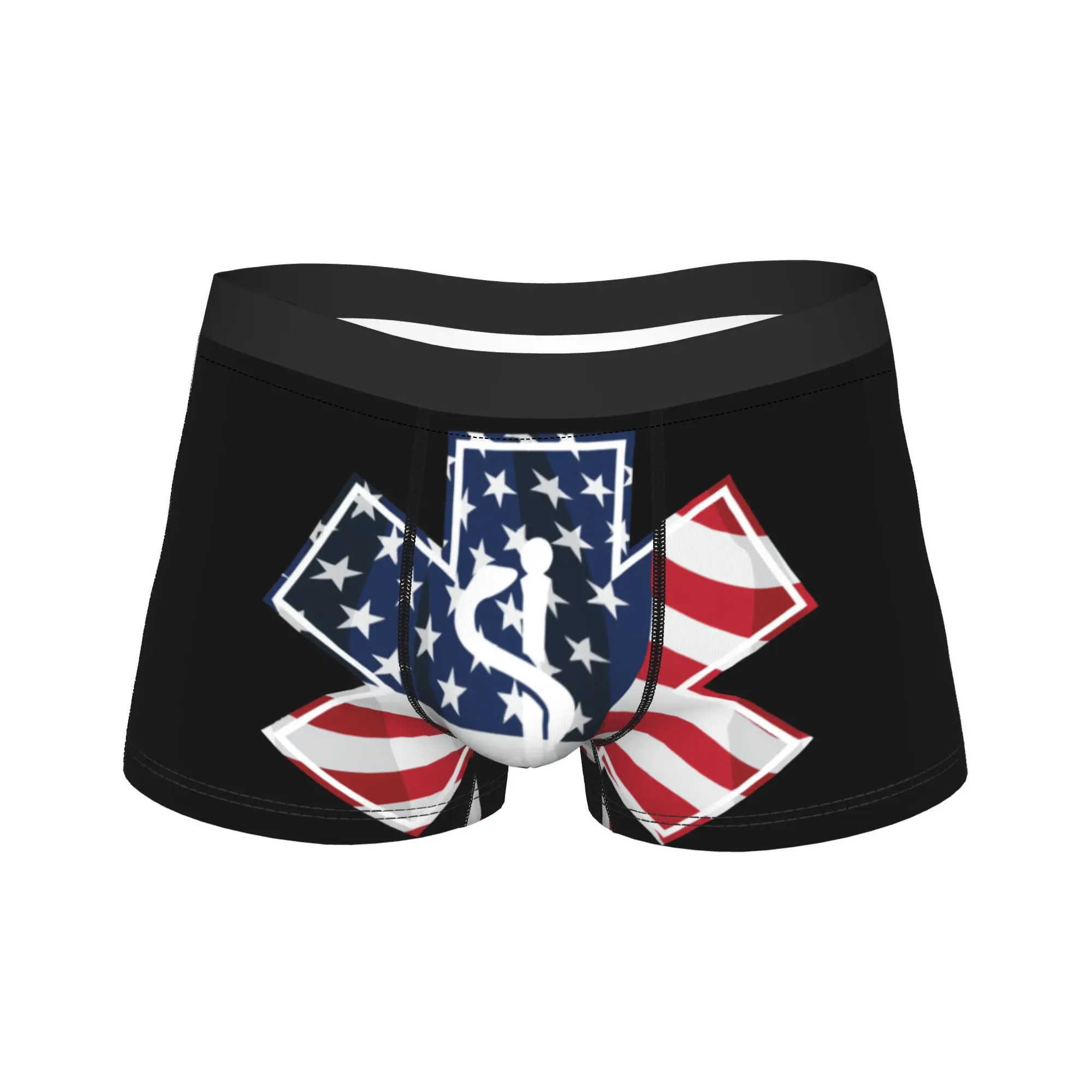 USA Flag Star of life Boxer Brief  Underwear High Quality Male Comfortable Trunk Print Oversize Panties