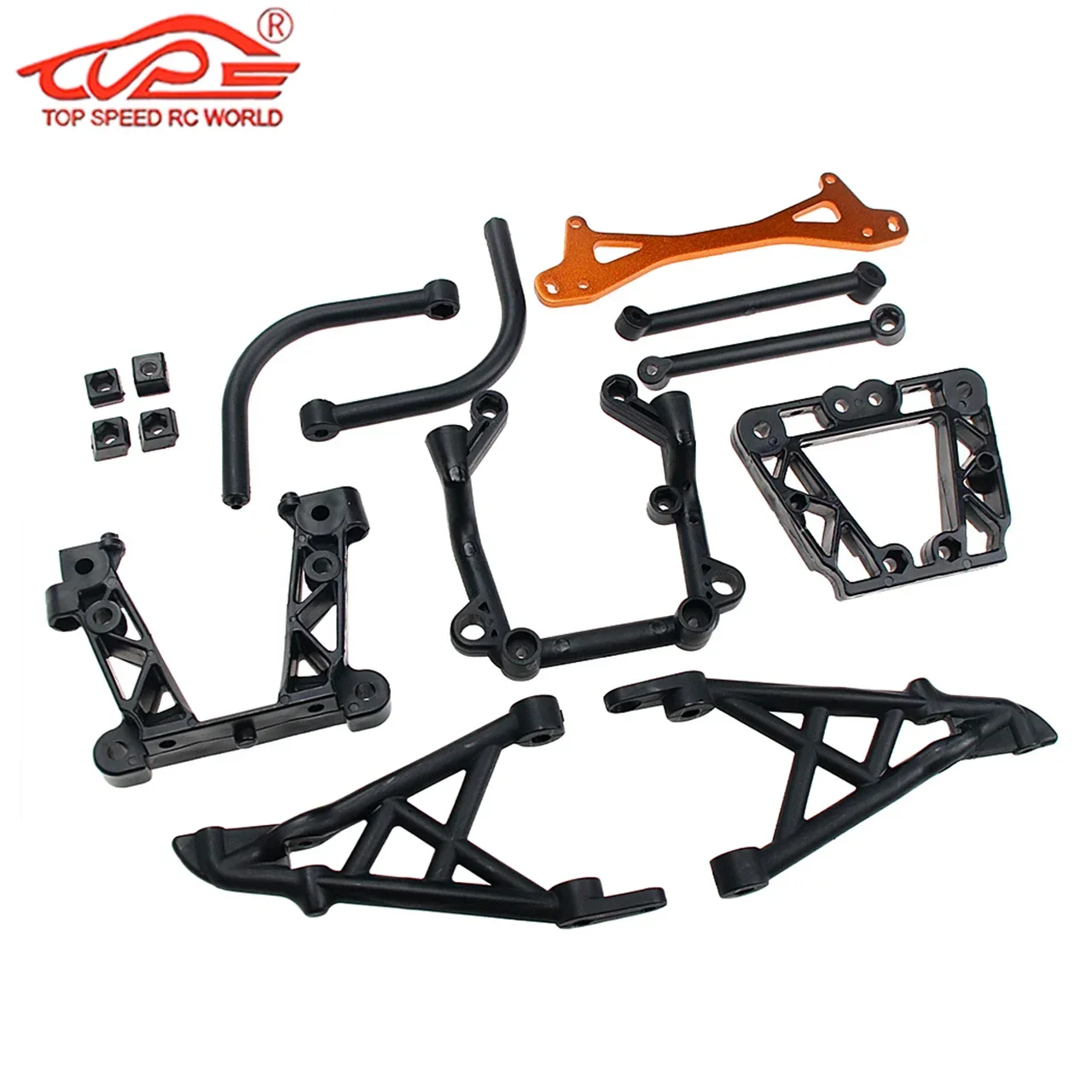 1/5 rc atualização de plástico anteparo traseiro e suporte torre choque conjunto para hpi rofun rovan baja 5b 5t 5sc ss kingmotor peças corrida