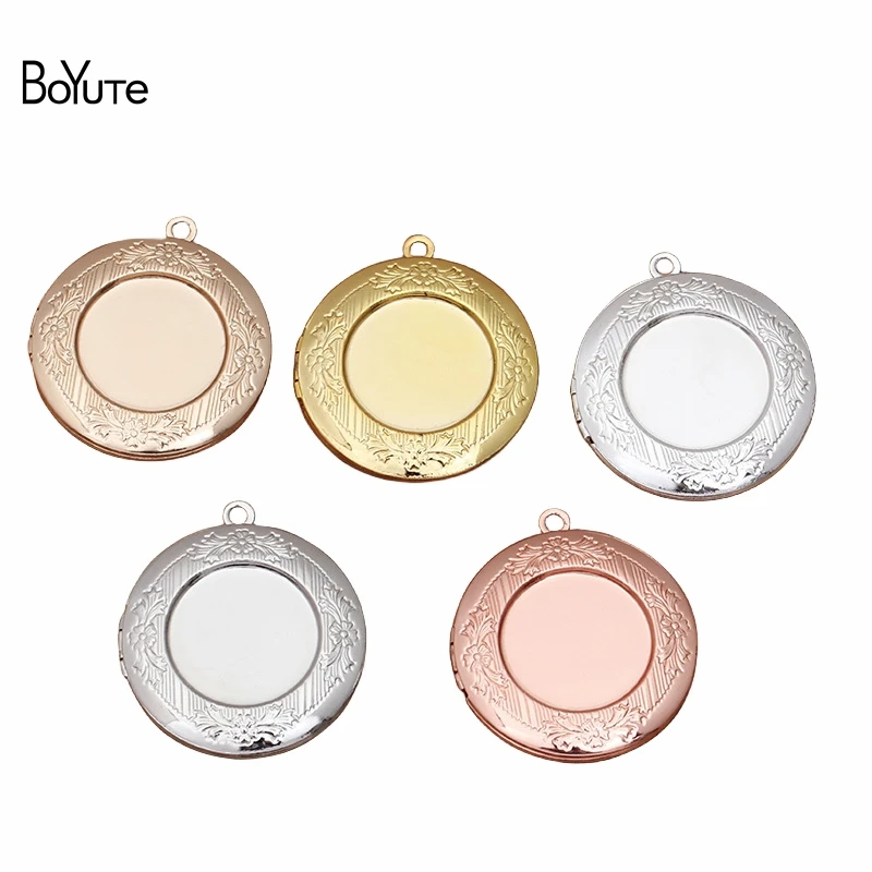 BoYuTe (10 Pieces/Lot) 32MM Round Shaped Metal Brass Photo Locket Pendant Can Open