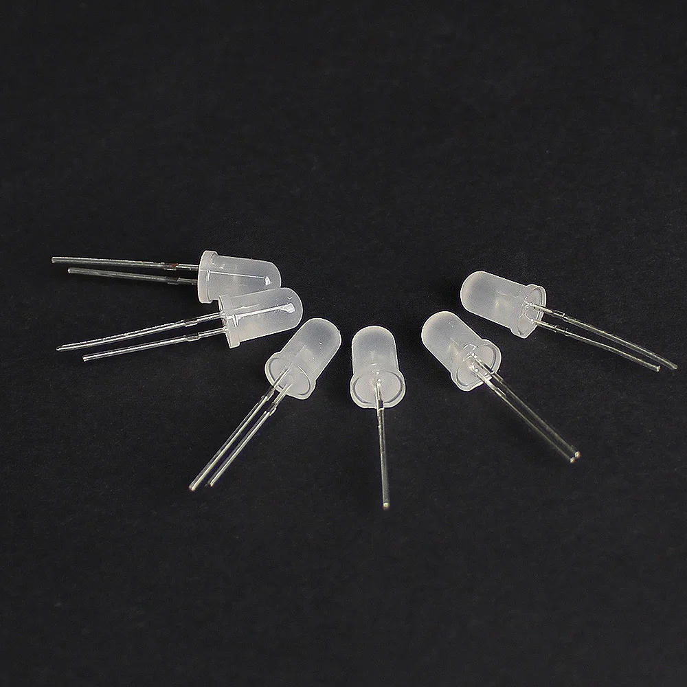 50/100pcs 5mm LED Diode F5 Fog Diffused Light Emitting Diodes White Red Yellow Blue Green Assortment Kit DIY Electronic Set