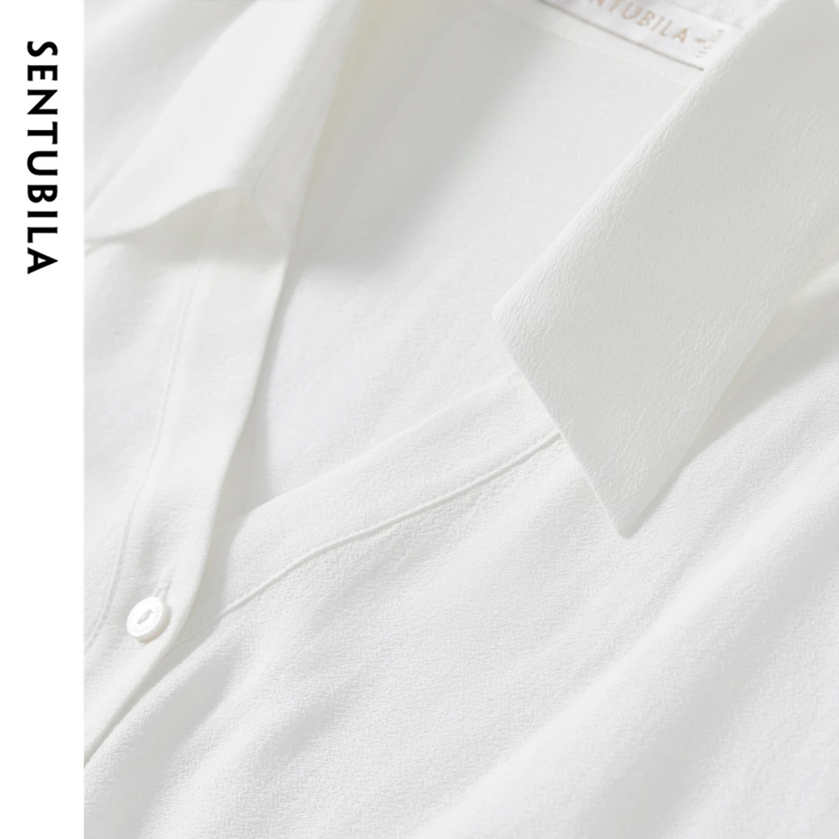 SENTUBILA Irregular Womens Shirt 2025 Fashion Drop Sleeve V Neck Solid Color Officewear Button Simple Shirts & Blouses 152C59275