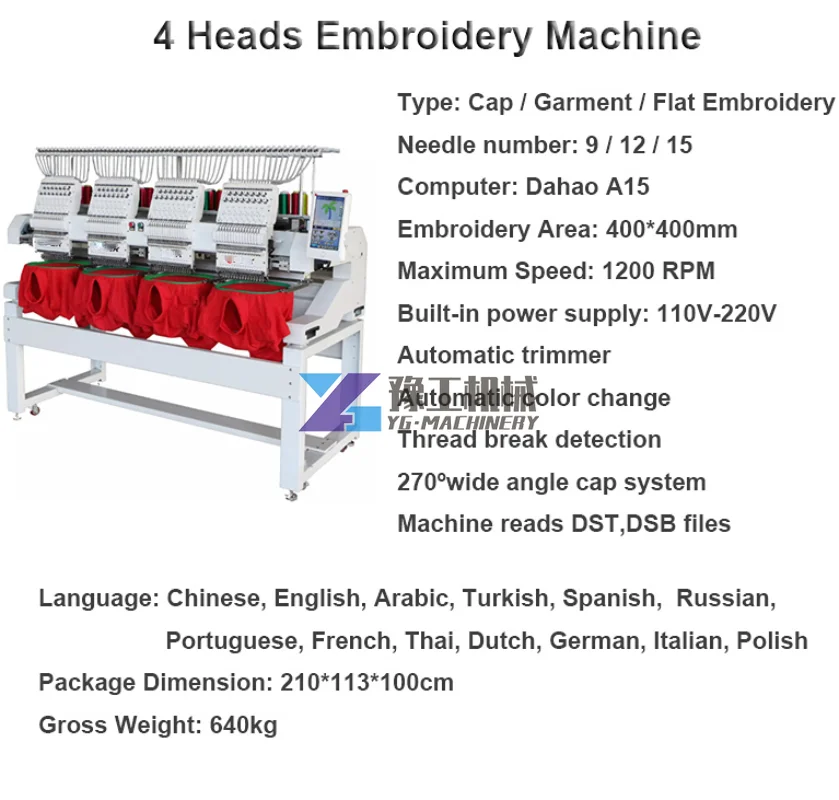 Macchina da ricamo a 4 teste