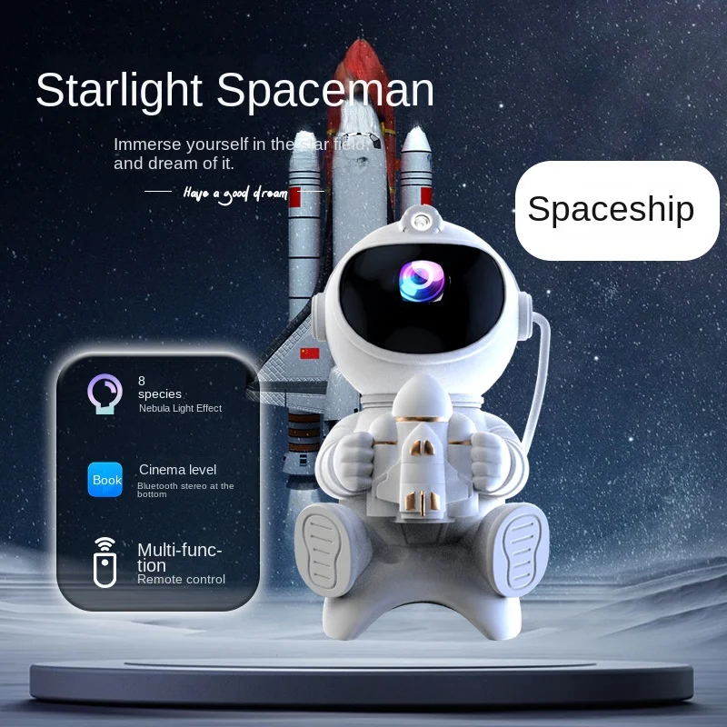 Hug Space Shuttle Star Rocket Moon Astronaut Starry Sky Lamp Spaceman  Atmosphere Projection