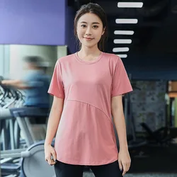 Plus Size Yoga Shirts Woman Sportswear Quick Dry T-shirt for Fitness Training Wear Ladies Gym Clothing Sports Top